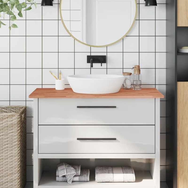 Comptoir de salle de bain 100x60x1,5 cm bois massif de hêtre 