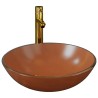 Lavabo de bain avec robinet et drain à poussoir Verre trempé 