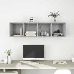 Meuble TV mural Gris béton 37x37x142,5 cm Bois d’ingénierie 