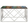 Table basse argenté inox et bois de récupération massif 