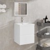 Armoire de salle de bain avec miroir blanc bois d'ingénierie 