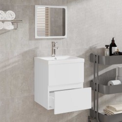 Armoire de salle de bain avec miroir blanc bois d'ingénierie 