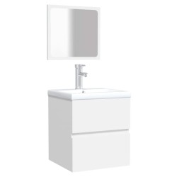 Armoire de salle de bain avec miroir blanc bois d'ingénierie 