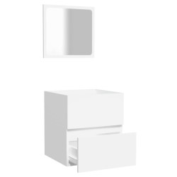 Armoire de salle de bain avec miroir blanc bois d'ingénierie 