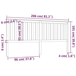 Tête de lit Marron miel 206x6x101 cm Bois massif de pin 
