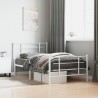 Cadre de lit métal sans matelas et pied de lit blanc 100x190 cm 