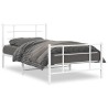Cadre de lit métal sans matelas et pied de lit blanc 100x190 cm 