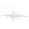 Cadre de lit métal sans matelas et pied de lit blanc 100x190 cm 