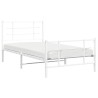 Cadre de lit métal sans matelas et pied de lit blanc 100x190 cm 