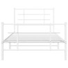 Cadre de lit métal sans matelas et pied de lit blanc 100x190 cm 