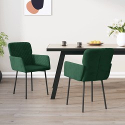 Chaises à manger lot de 2 Vert foncé Velours 