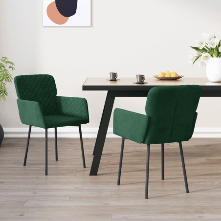 Chaises à manger lot de 2 Vert foncé Velours 