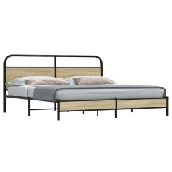 Cadre de lit en métal sans matelas chêne sonoma 183x213 cm 