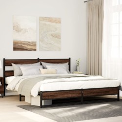 Cadre de lit en métal sans matelas chêne marron 183x213 cm 