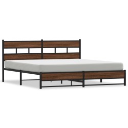 Cadre de lit en métal sans matelas chêne marron 183x213 cm 