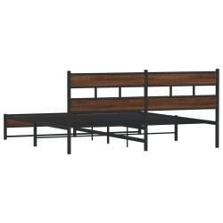 Cadre de lit en métal sans matelas chêne marron 183x213 cm 
