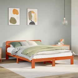 Cadre de lit sans matelas cire marron 140x190cm bois pin massif 