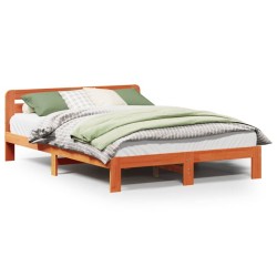 Cadre de lit sans matelas cire marron 140x190cm bois pin massif 