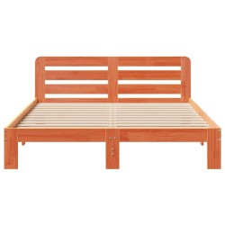 Cadre de lit sans matelas cire marron 140x190cm bois pin massif 