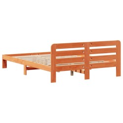 Cadre de lit sans matelas cire marron 140x190cm bois pin massif 