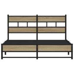 Cadre de lit en métal sans matelas chêne sonoma 150x200 cm 