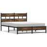 Cadre de lit en métal sans matelas chêne fumé 150x200 cm 