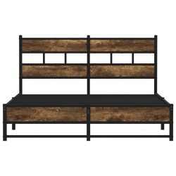 Cadre de lit en métal sans matelas chêne fumé 150x200 cm 