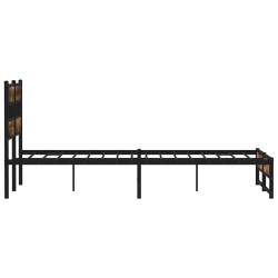 Cadre de lit en métal sans matelas chêne fumé 150x200 cm 