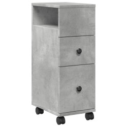 Meuble étroit de salle de bain à roulettes gris béton 
