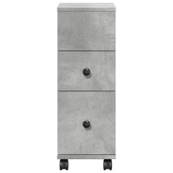 Meuble étroit de salle de bain à roulettes gris béton 
