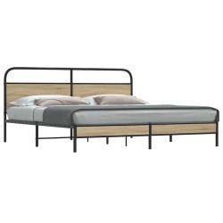 Cadre de lit en métal sans matelas chêne fumé 183x213 cm 