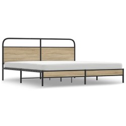 Cadre de lit en métal sans matelas chêne fumé 183x213 cm 