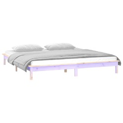 Cadre de lit à LED sans matelas 135x190 cm bois massif 