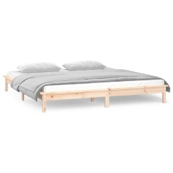 Cadre de lit à LED sans matelas 135x190 cm bois massif 