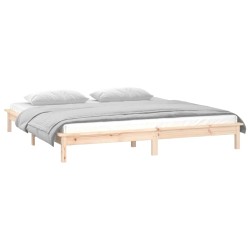 Cadre de lit à LED sans matelas 135x190 cm bois massif 
