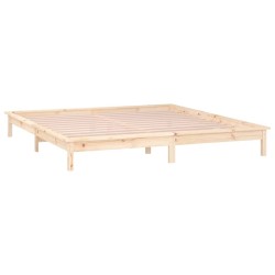 Cadre de lit à LED sans matelas 135x190 cm bois massif 