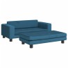 Canapé avec repose-pied pour enfants bleu 100x50x30 cm velours 