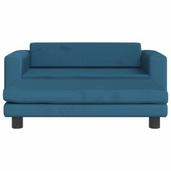 Canapé avec repose-pied pour enfants bleu 100x50x30 cm velours 