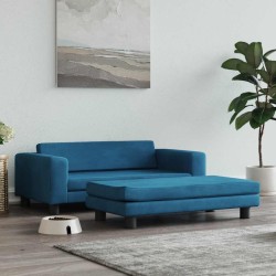 Lit pour chien avec extension bleu 100x50x30 cm velours 