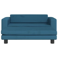 Lit pour chien avec extension bleu 100x50x30 cm velours 