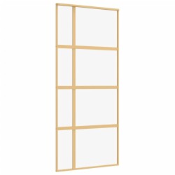 Porte coulissante doré 90x205 cm verre ESG clair et aluminium 