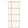 Porte coulissante doré 90x205 cm verre ESG clair et aluminium 