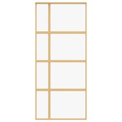 Porte coulissante doré 90x205 cm verre ESG clair et aluminium 