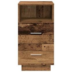 Table de chevet avec 2 tiroirs vieux bois 36x36x68 cm 