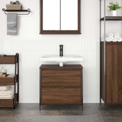 Meuble salle de bain lavabo tiroirs chêne marron 60x34,5x60 cm 