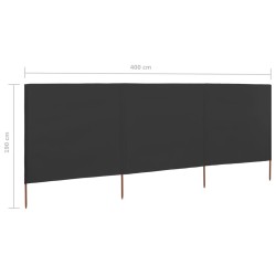 Paravent 3 panneaux Tissu 400 x 160 cm Anthracite 