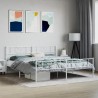 Cadre de lit métal sans matelas et pied de lit blanc 200x200 cm 