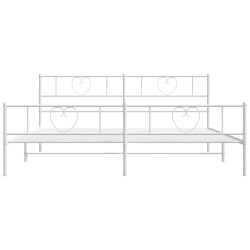 Cadre de lit métal sans matelas et pied de lit blanc 200x200 cm 