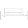 Cadre de lit métal sans matelas et pied de lit blanc 200x200 cm 