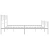 Cadre de lit métal sans matelas et pied de lit blanc 200x200 cm 